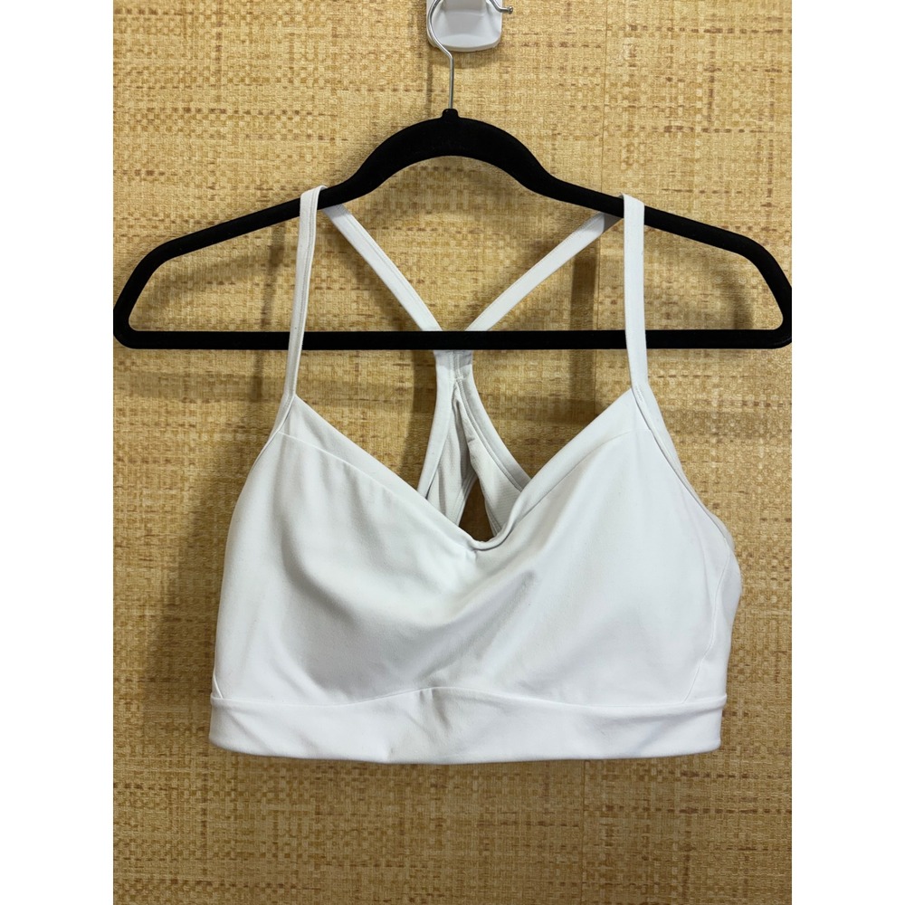 Athleta Strappy Racerback Sports Bra Women XL White Activewear Yoga Gym Top